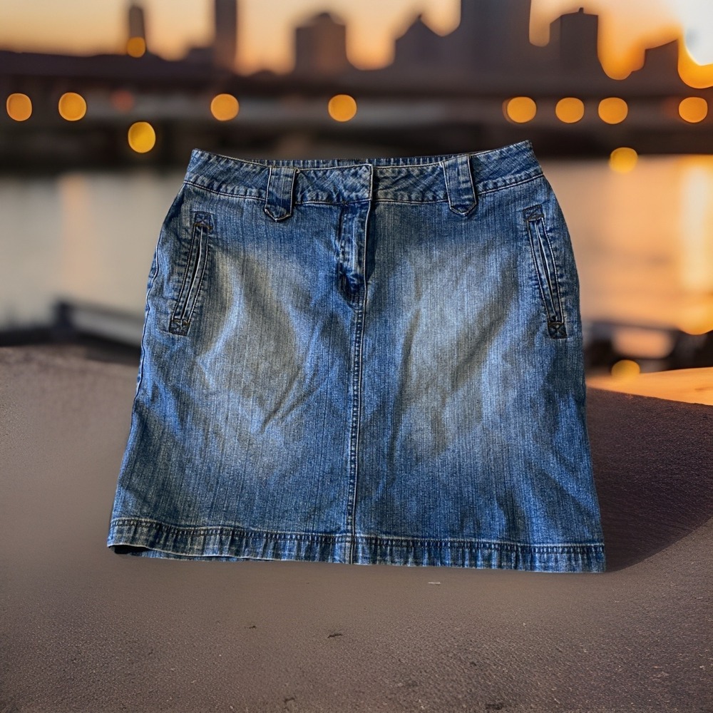 Y2K Saint Tropez Denim Skirt 16 Front Pockets